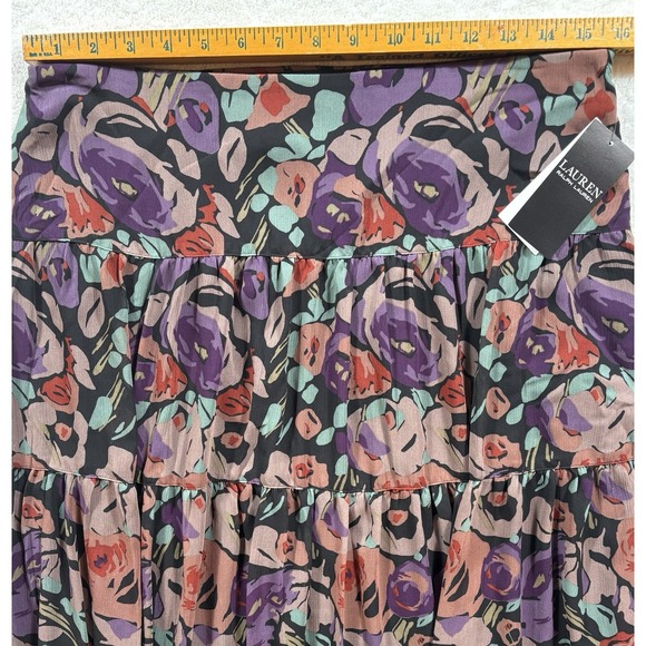 Lauren Ralph Lauren Black Label Women's Floral Crinkle Maxi Skirt Size 10 - 539 - Picture 5 of 8
